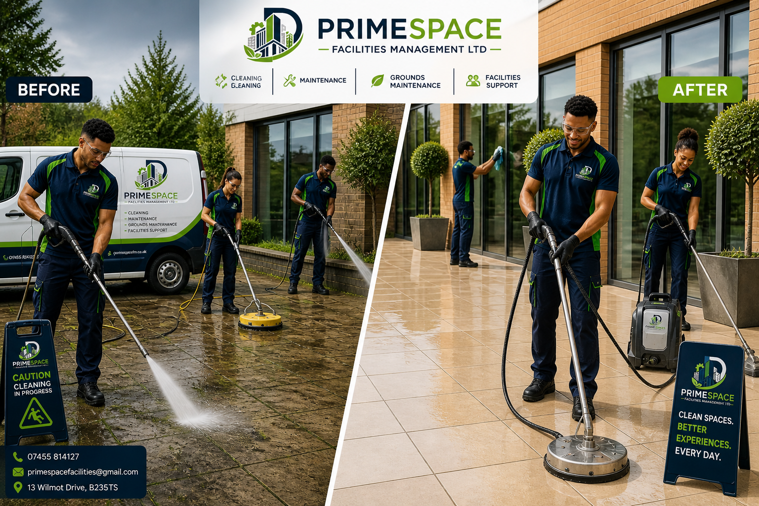 Before and after PrimeSpace cleaning